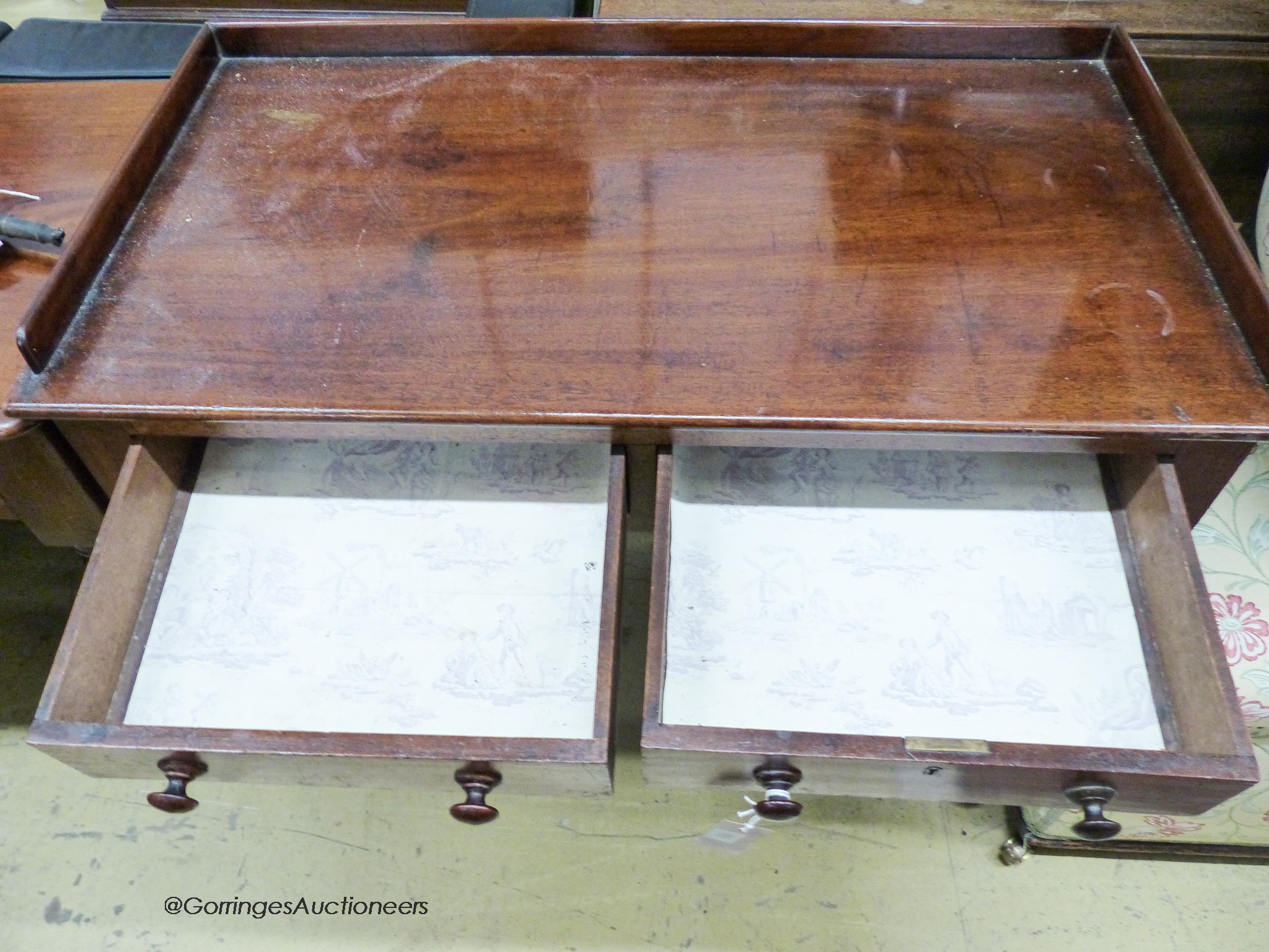 A Victorian mahogany two drawer side table, width 89cm, depth 47cm, height 79cm